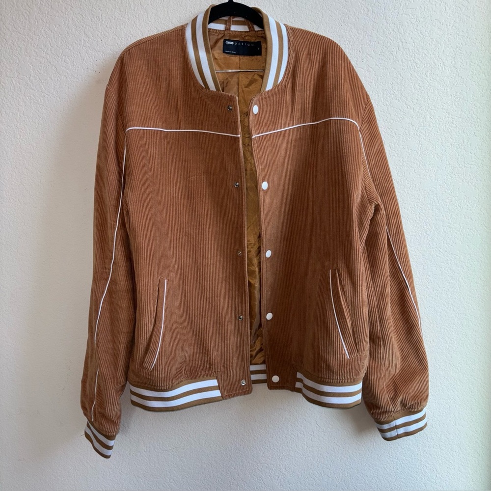 ASOS DESIGN Men’s Tan Corduroy Bomber Jacket